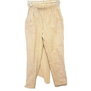 Cascade Blues Womens Size 6S Cream  Solid Elastic Waist Khaki Pants